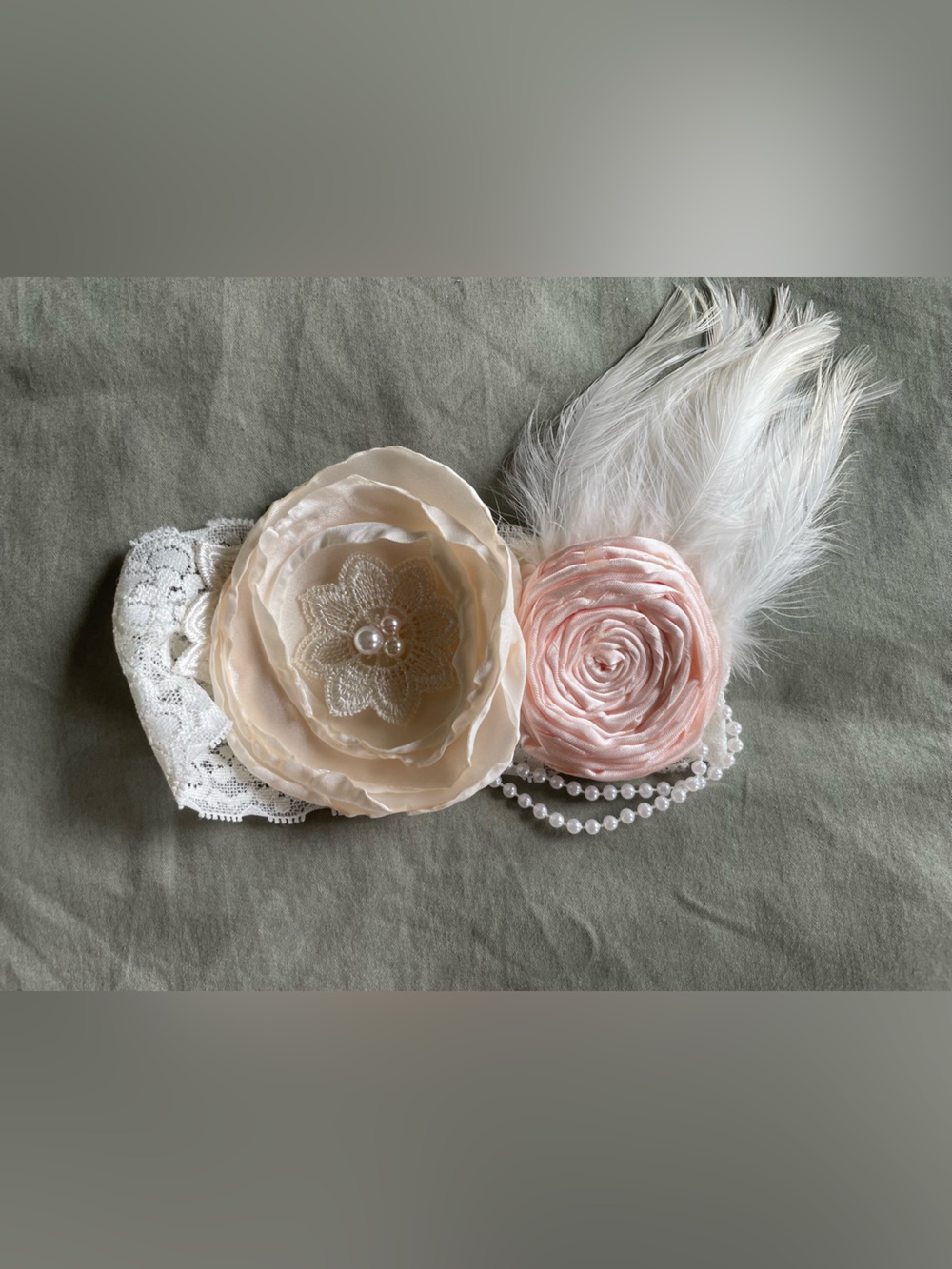 Bohemian Floral Beaded Great Gatsby Style Headband - Infant Size